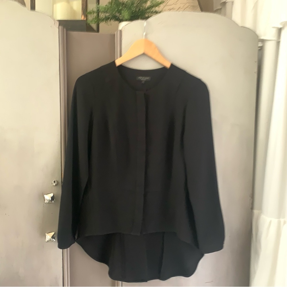 Rag & Bone Elegant Black Button Down Hi Lo Women's Top